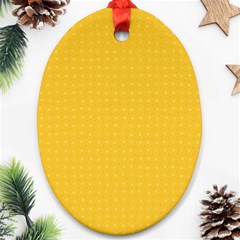 Saffron Yellow Color Polka Dots Ornament (oval) by SpinnyChairDesigns