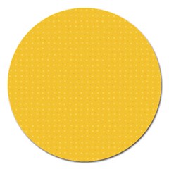 Saffron Yellow Color Polka Dots Magnet 5  (round) by SpinnyChairDesigns