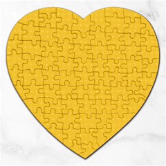 Saffron Yellow Color Polka Dots Jigsaw Puzzle (heart) by SpinnyChairDesigns