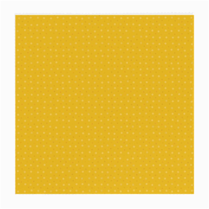 Saffron Yellow Color Polka Dots Medium Glasses Cloth (2 Sides)