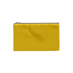 Saffron Yellow Color Polka Dots Cosmetic Bag (small)