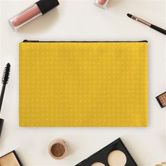 Saffron Yellow Color Polka Dots Cosmetic Bag (large) by SpinnyChairDesigns