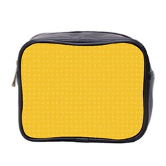 Saffron Yellow Color Polka Dots Mini Toiletries Bag (two Sides) by SpinnyChairDesigns