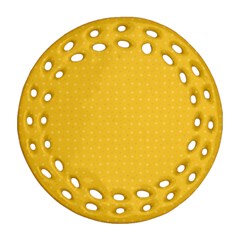 Saffron Yellow Color Polka Dots Round Filigree Ornament (two Sides) by SpinnyChairDesigns