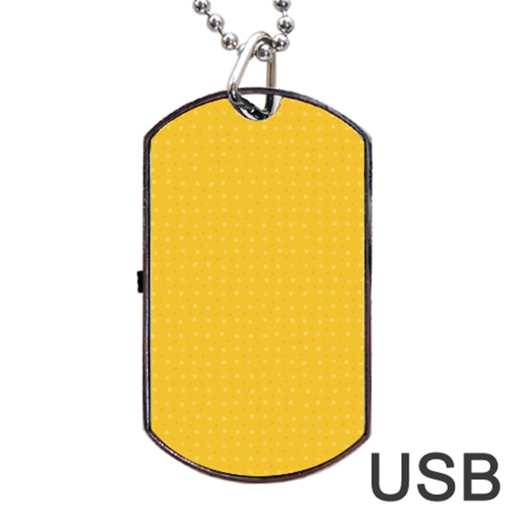 Saffron Yellow Color Polka Dots Dog Tag USB Flash (Two Sides)