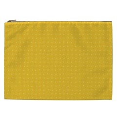 Saffron Yellow Color Polka Dots Cosmetic Bag (xxl) by SpinnyChairDesigns