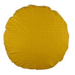 Saffron Yellow Color Polka Dots Large 18  Premium Round Cushions by SpinnyChairDesigns