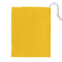 Saffron Yellow Color Polka Dots Drawstring Pouch (4xl) by SpinnyChairDesigns