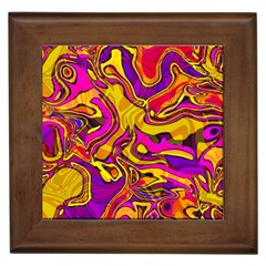 Colorful Boho Swirls Pattern Framed Tile by SpinnyChairDesigns