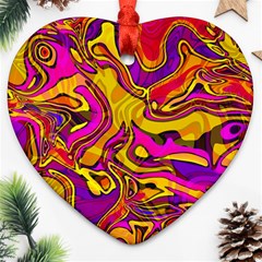 Colorful Boho Swirls Pattern Ornament (Heart)