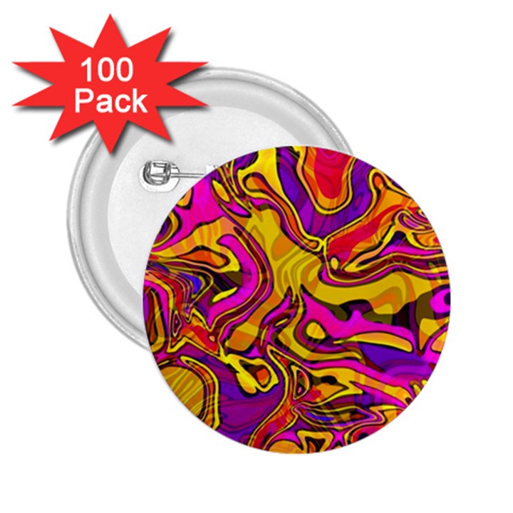 Colorful Boho Swirls Pattern 2.25  Buttons (100 pack) 