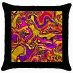 Colorful Boho Swirls Pattern Throw Pillow Case (Black) Front