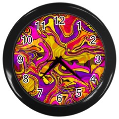 Colorful Boho Swirls Pattern Wall Clock (Black)