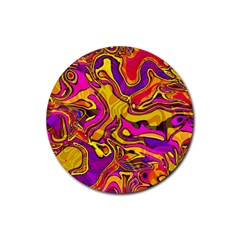 Colorful Boho Swirls Pattern Rubber Round Coaster (4 pack) 