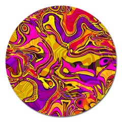 Colorful Boho Swirls Pattern Magnet 5  (round) by SpinnyChairDesigns