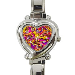 Colorful Boho Swirls Pattern Heart Italian Charm Watch