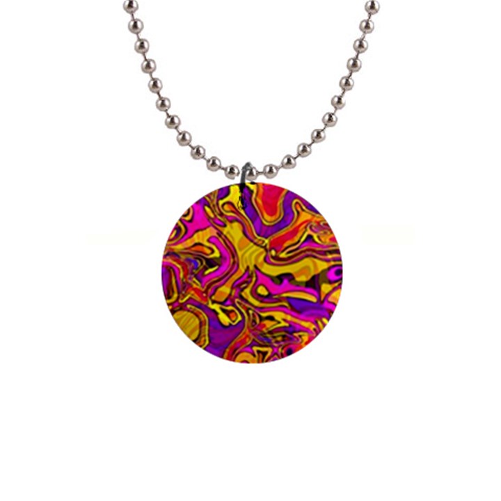 Colorful Boho Swirls Pattern 1  Button Necklace