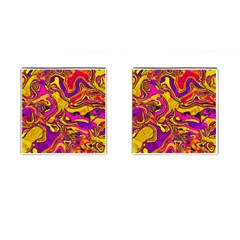 Colorful Boho Swirls Pattern Cufflinks (square) by SpinnyChairDesigns