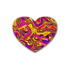 Colorful Boho Swirls Pattern Heart Coaster (4 pack) 