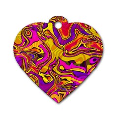 Colorful Boho Swirls Pattern Dog Tag Heart (One Side)