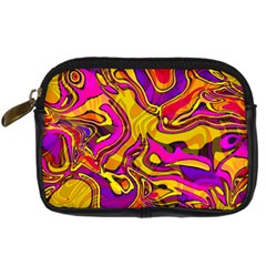 Colorful Boho Swirls Pattern Digital Camera Leather Case