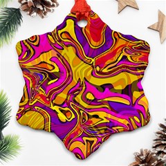 Colorful Boho Swirls Pattern Snowflake Ornament (Two Sides)