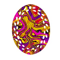 Colorful Boho Swirls Pattern Oval Filigree Ornament (two Sides) by SpinnyChairDesigns