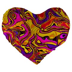 Colorful Boho Swirls Pattern Large 19  Premium Heart Shape Cushions