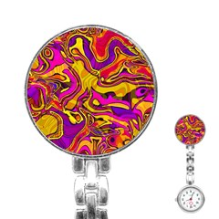 Colorful Boho Swirls Pattern Stainless Steel Nurses Watch