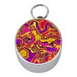 Colorful Boho Swirls Pattern Mini Silver Compasses Front