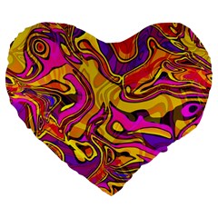 Colorful Boho Swirls Pattern Large 19  Premium Flano Heart Shape Cushions