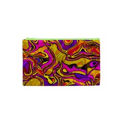 Colorful Boho Swirls Pattern Cosmetic Bag (xs) by SpinnyChairDesigns