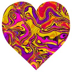 Colorful Boho Swirls Pattern Wooden Puzzle Heart by SpinnyChairDesigns