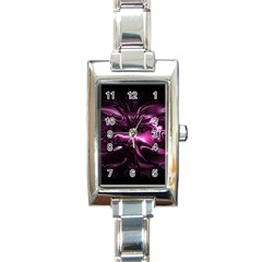 Black Magenta Abstract Art Rectangle Italian Charm Watch by SpinnyChairDesigns