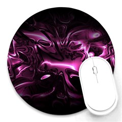 Black Magenta Abstract Art Round Mousepads by SpinnyChairDesigns