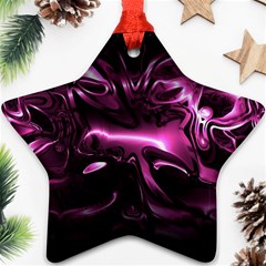 Black Magenta Abstract Art Ornament (star) by SpinnyChairDesigns