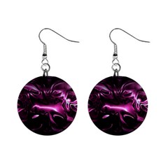 Black Magenta Abstract Art Mini Button Earrings by SpinnyChairDesigns