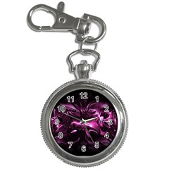 Black Magenta Abstract Art Key Chain Watches by SpinnyChairDesigns