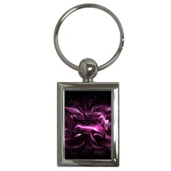 Black Magenta Abstract Art Key Chain (rectangle) by SpinnyChairDesigns