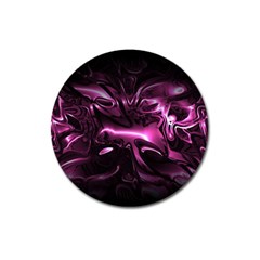 Black Magenta Abstract Art Magnet 3  (round) by SpinnyChairDesigns