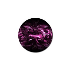 Black Magenta Abstract Art Golf Ball Marker by SpinnyChairDesigns