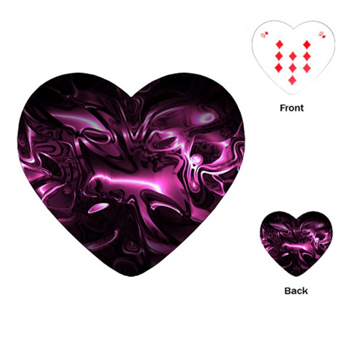 Black Magenta Abstract Art Playing Cards Single Design (Heart)