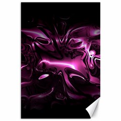 Black Magenta Abstract Art Canvas 12  X 18  by SpinnyChairDesigns