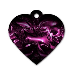 Black Magenta Abstract Art Dog Tag Heart (one Side) by SpinnyChairDesigns