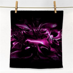 Black Magenta Abstract Art Face Towel by SpinnyChairDesigns