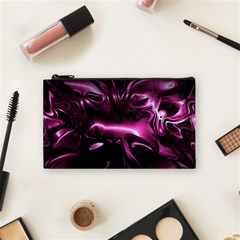 Black Magenta Abstract Art Cosmetic Bag (small) by SpinnyChairDesigns