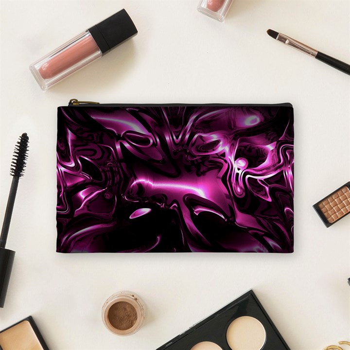 Black Magenta Abstract Art Cosmetic Bag (Medium)