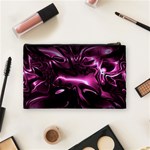 Black Magenta Abstract Art Cosmetic Bag (Medium) Back