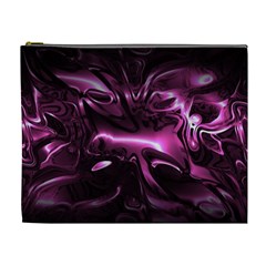 Black Magenta Abstract Art Cosmetic Bag (xl) by SpinnyChairDesigns