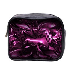 Black Magenta Abstract Art Mini Toiletries Bag (two Sides) by SpinnyChairDesigns